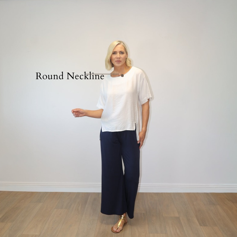 Maeve Top (White) - Round Neckline