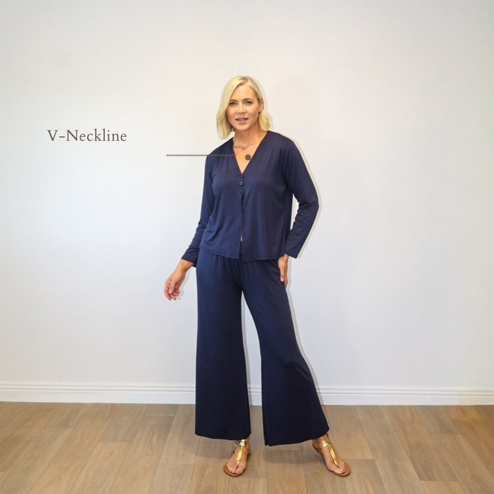 Elena Navy - V-Neckline