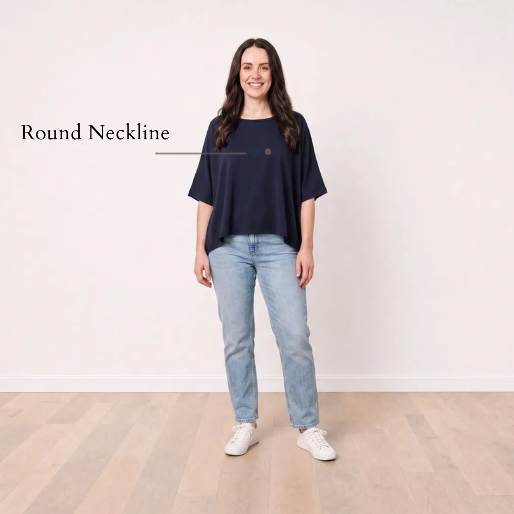 Orla Top Navy - Round Neckline