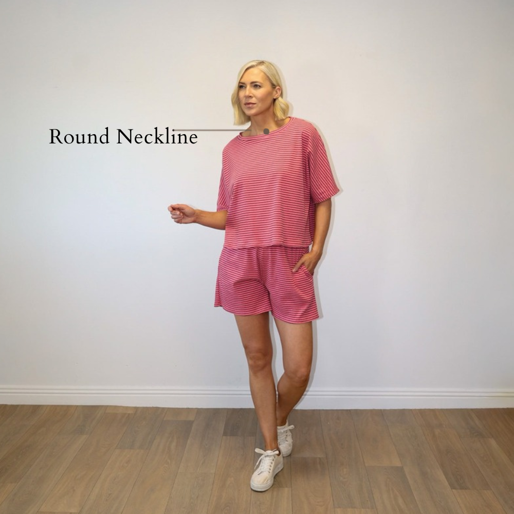 Felicity Co-ord (Pink/Brown) - Round Neckline