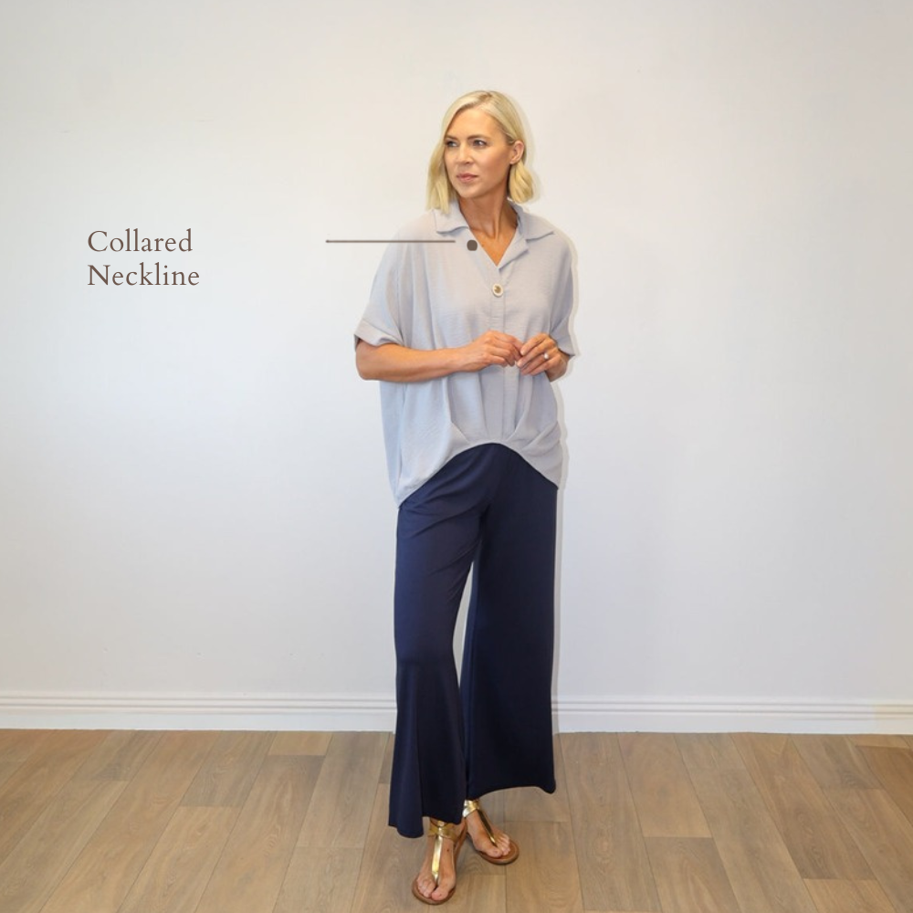 Harper Grey - Collared Neckline