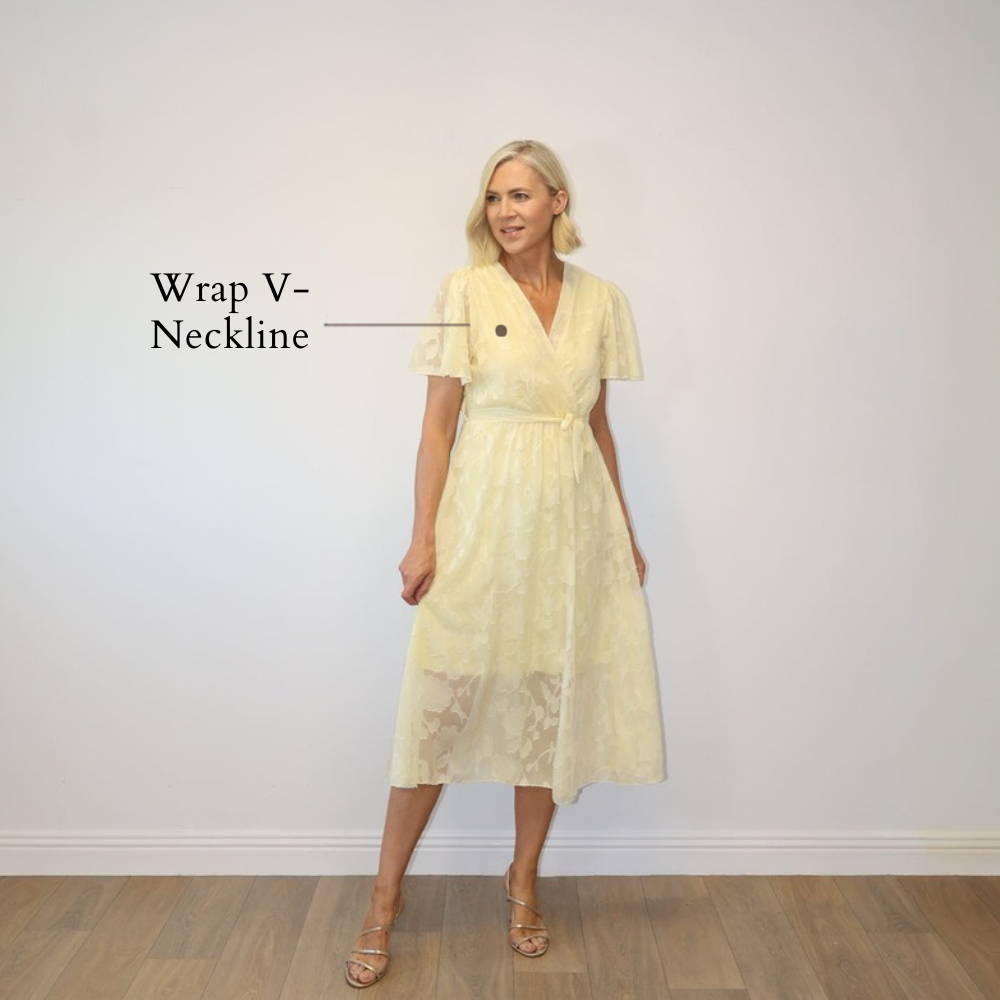 Rosie Floral Wrap Dress Lemon - Wrap V-Neckline