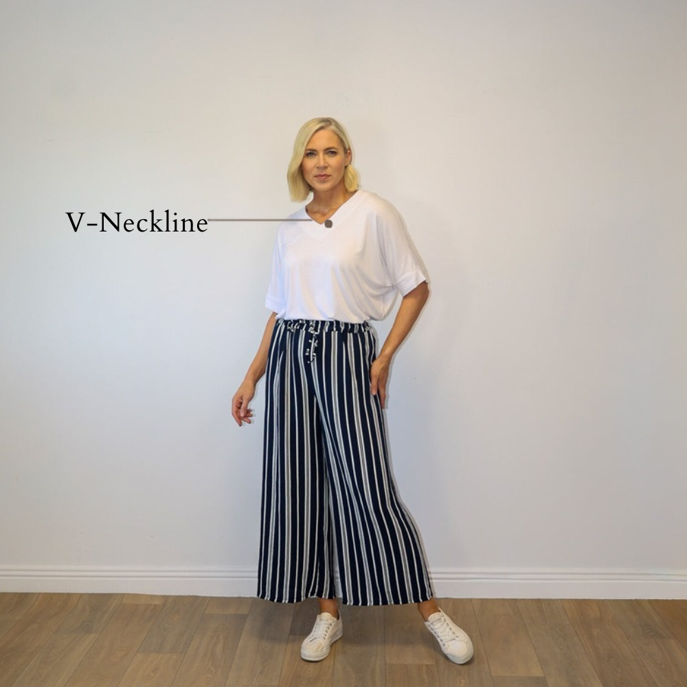 Zara Co-ord (Navy/White Stripe) - V-Neckline