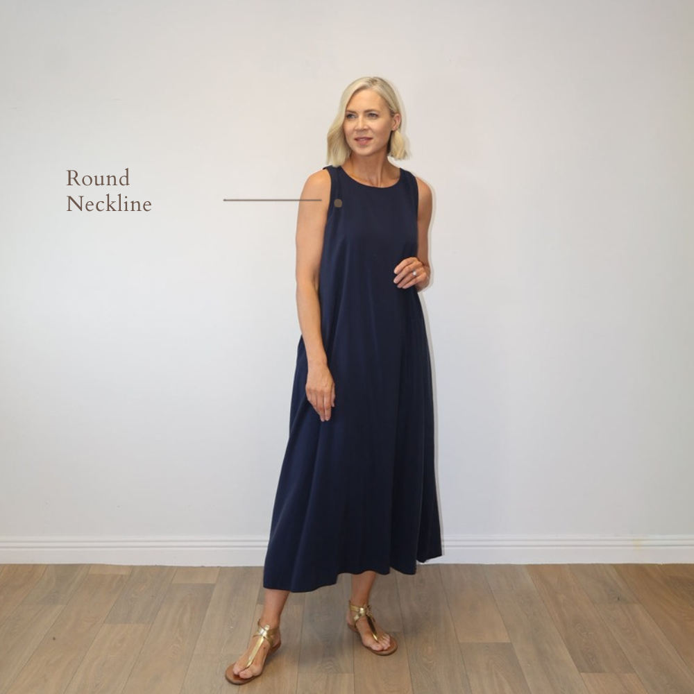 Amber Navy - Round Neckline