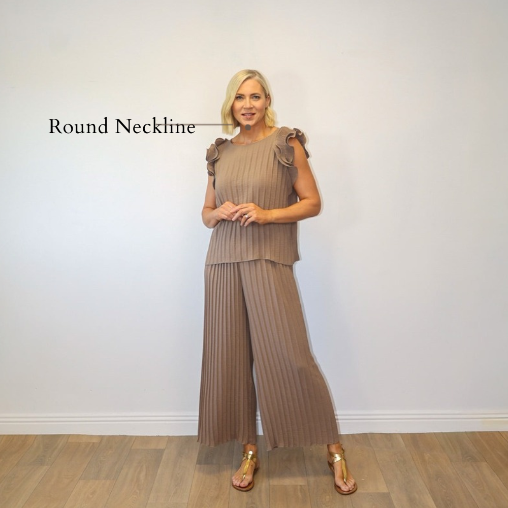 Talia Ribbed Co-ord (Latte) - Round Neckline