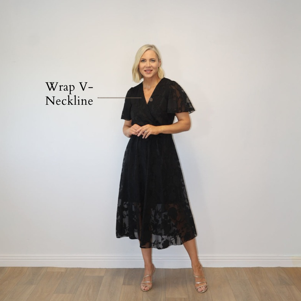 Rosie Floral Wrap Dress Black - Wrap V-Neckline