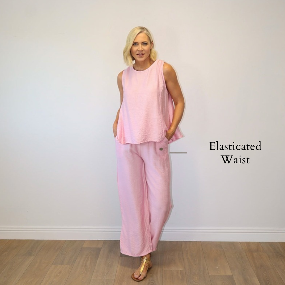 Cleo Sleeveless Co-ord (Pink) - Elasticated Waist