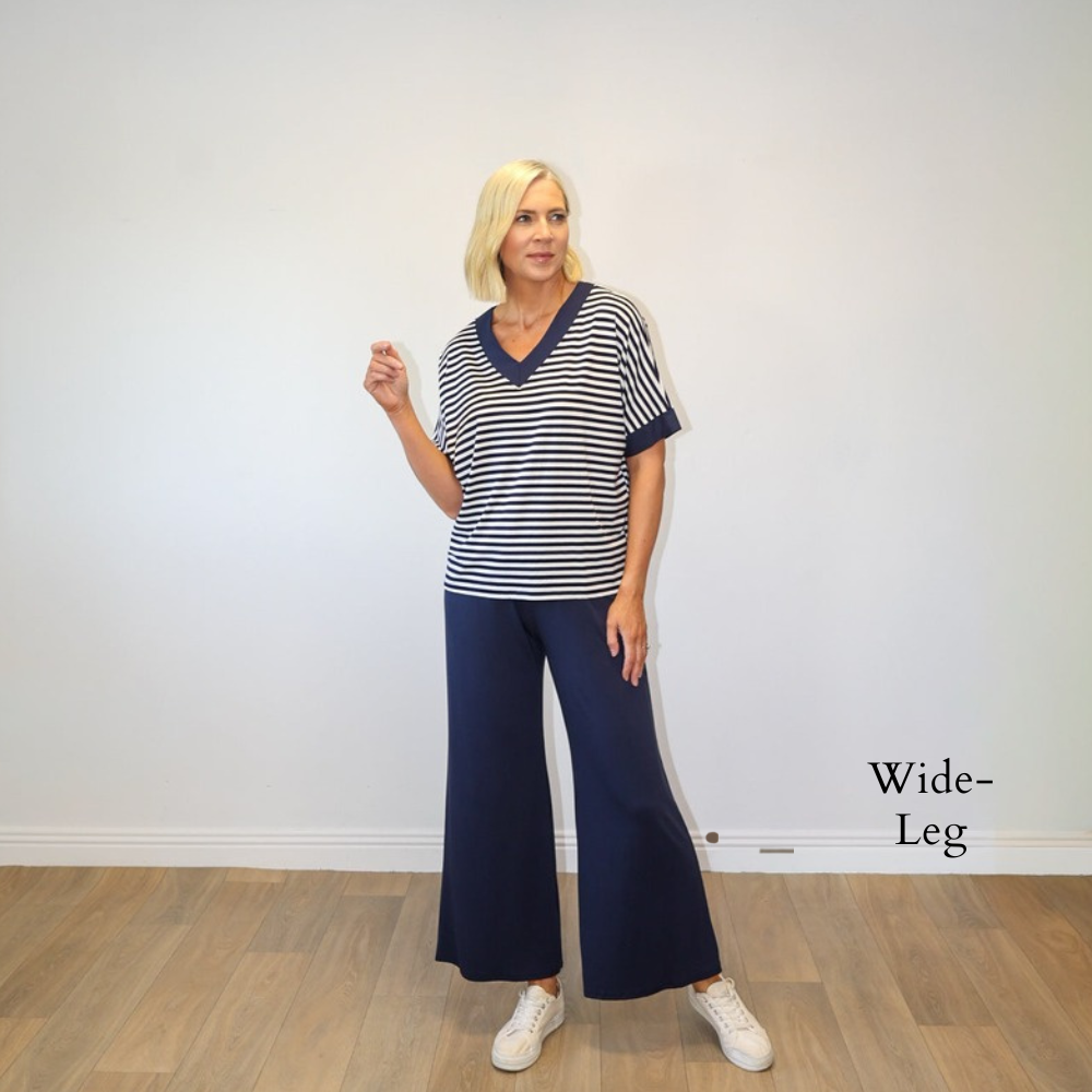 Zara Trousers (Navy) - Wide-Leg