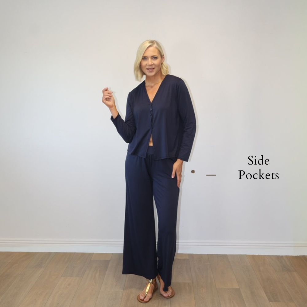 Elena Trousers (Navy) - Side Pockets