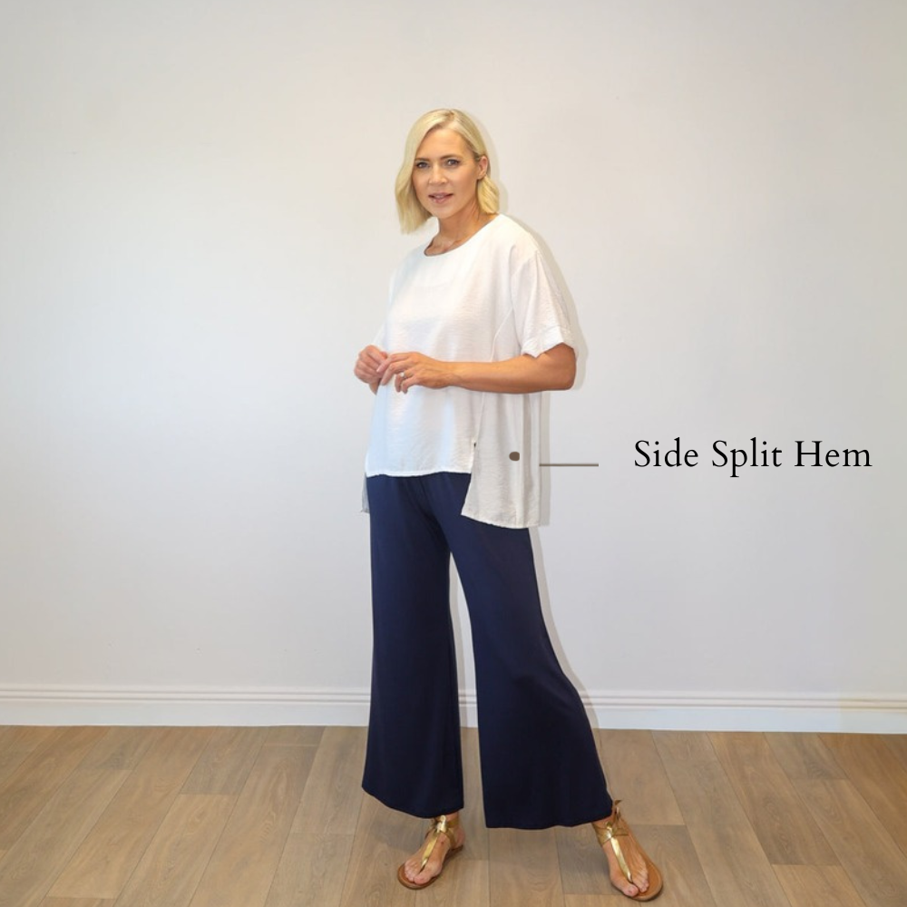 Maeve Top (White) - Side Split Hem