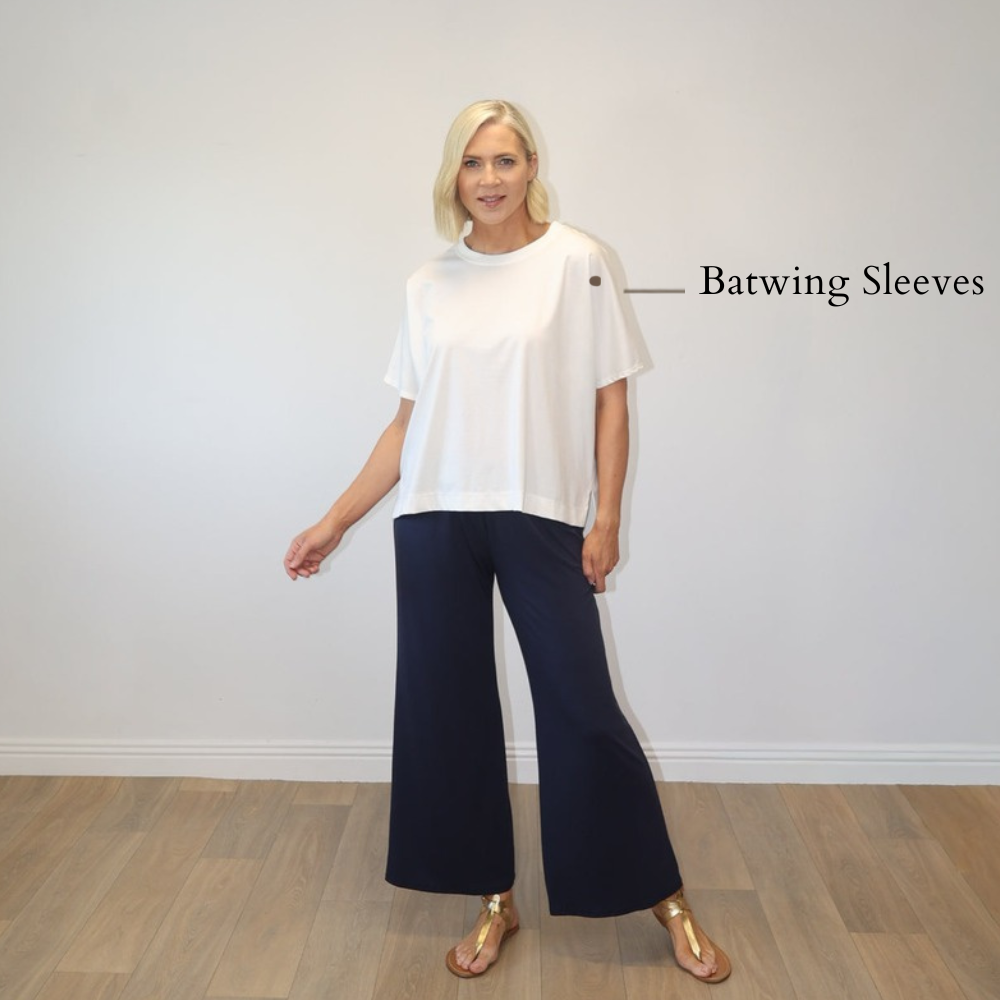 Camille Batwing Top (White) - Batwing Sleeves