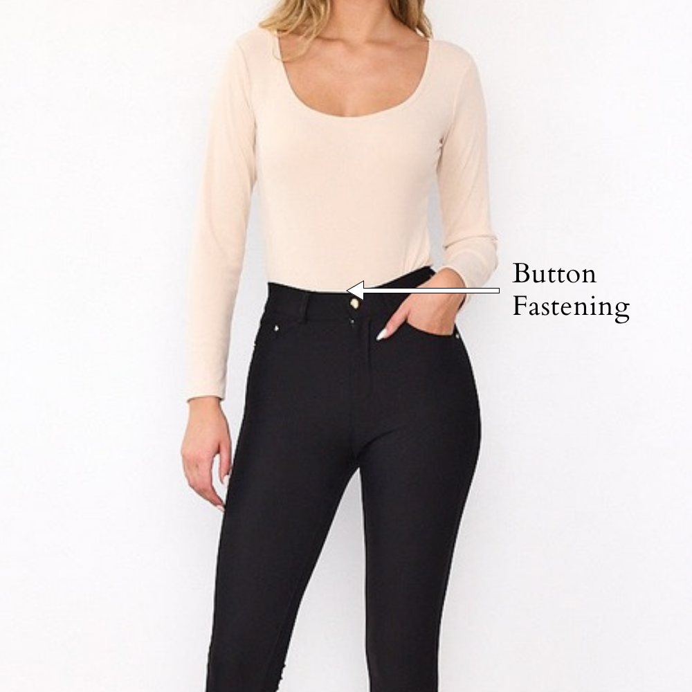 Vhaya Leggings (Black) - Button Fastening
