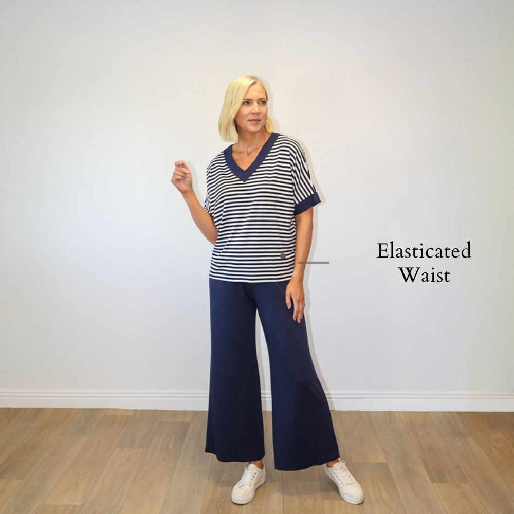 Zara Co-ord (Navy Stripe) - Elasticated Waist