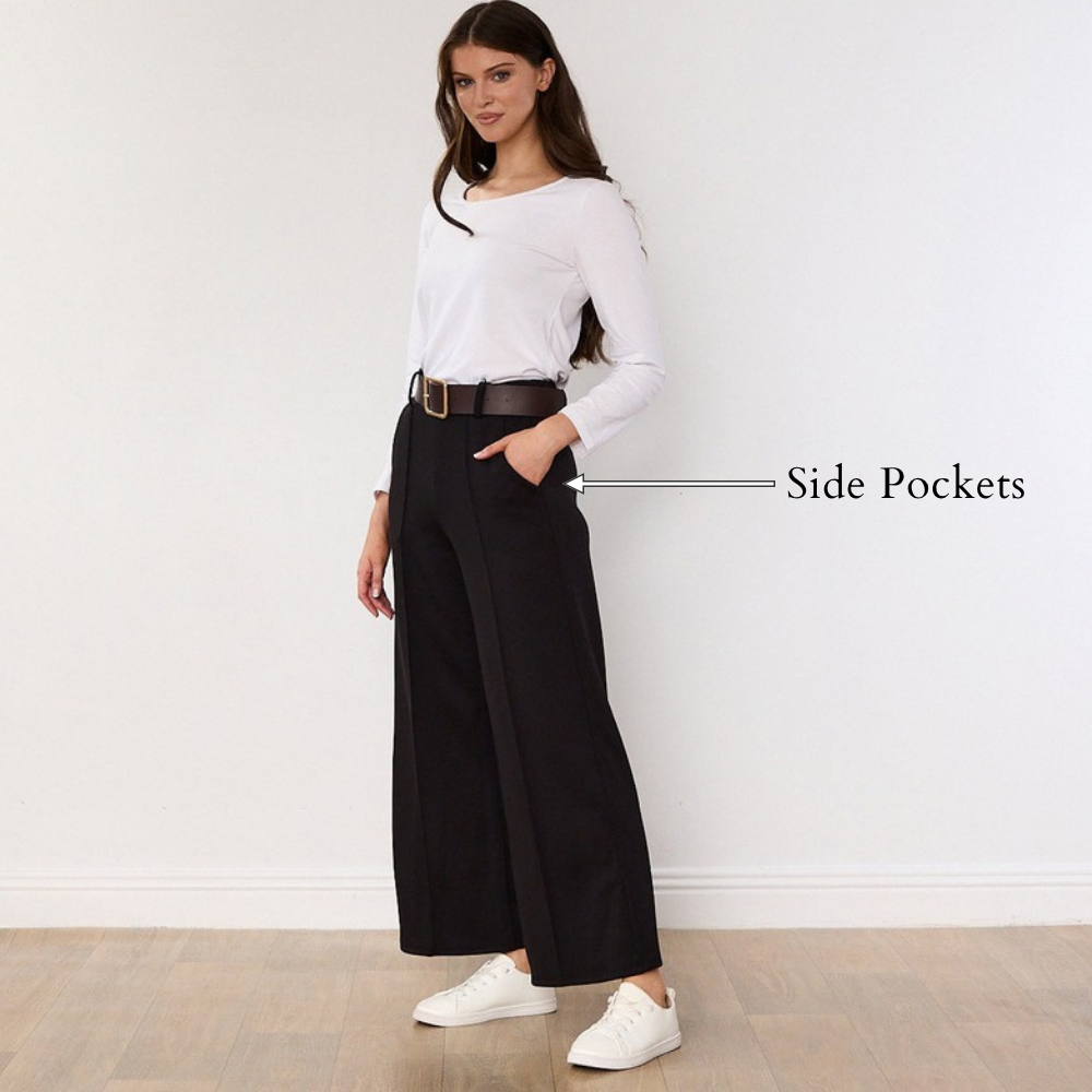 Ellana Trousers (Black) - Side Pockets