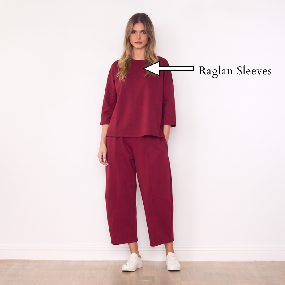Zoe Co-ord (Burgundy) - Raglan Sleeves