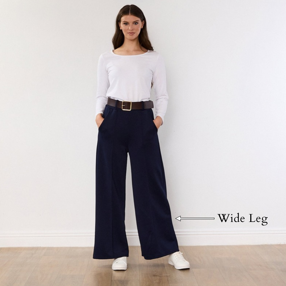 Ellana Trousers (Navy) - Wide Leg