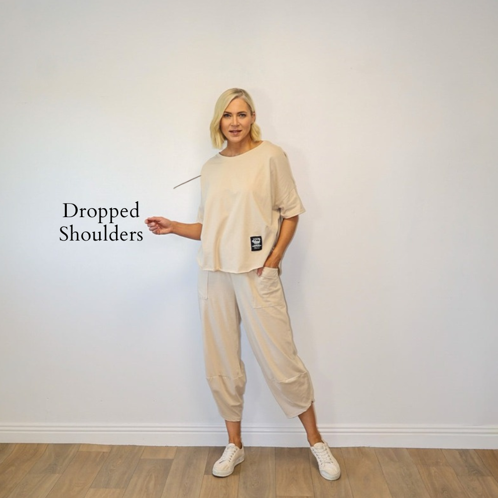 Nova Top (Cream) - Dropped Shoulders