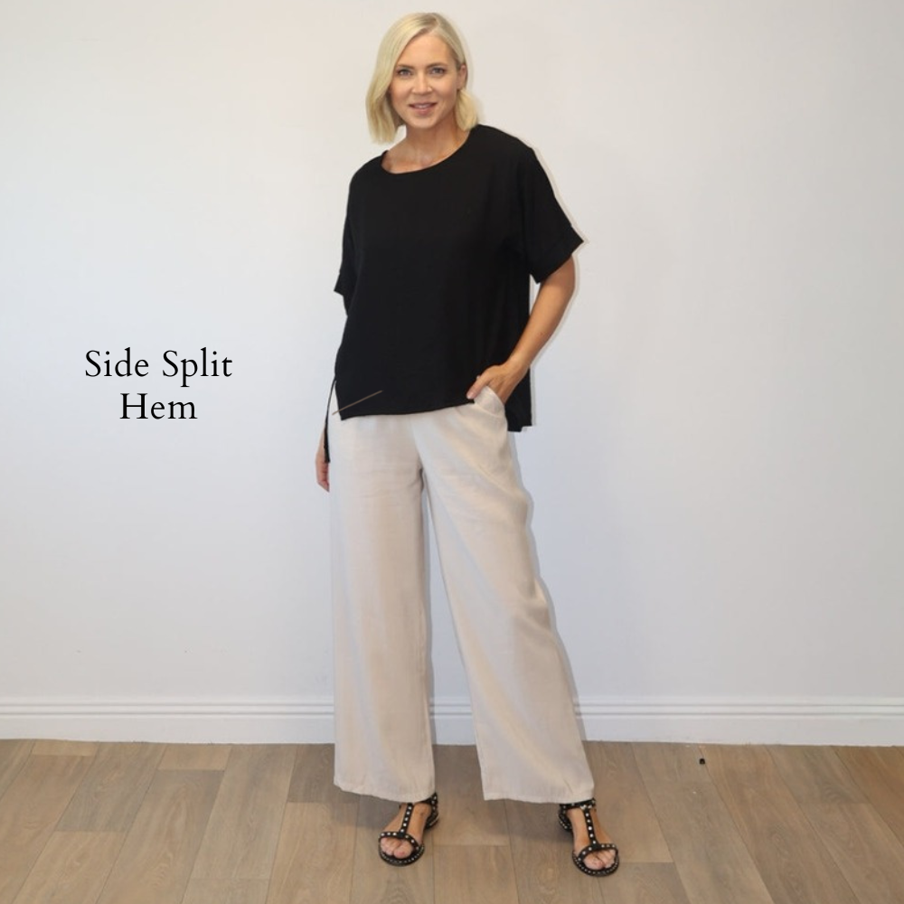 Maeve Top (Black) - Side Split Hem