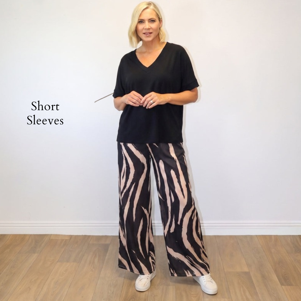 Zara Zebra Co-ord (Black) - Short Sleeves
