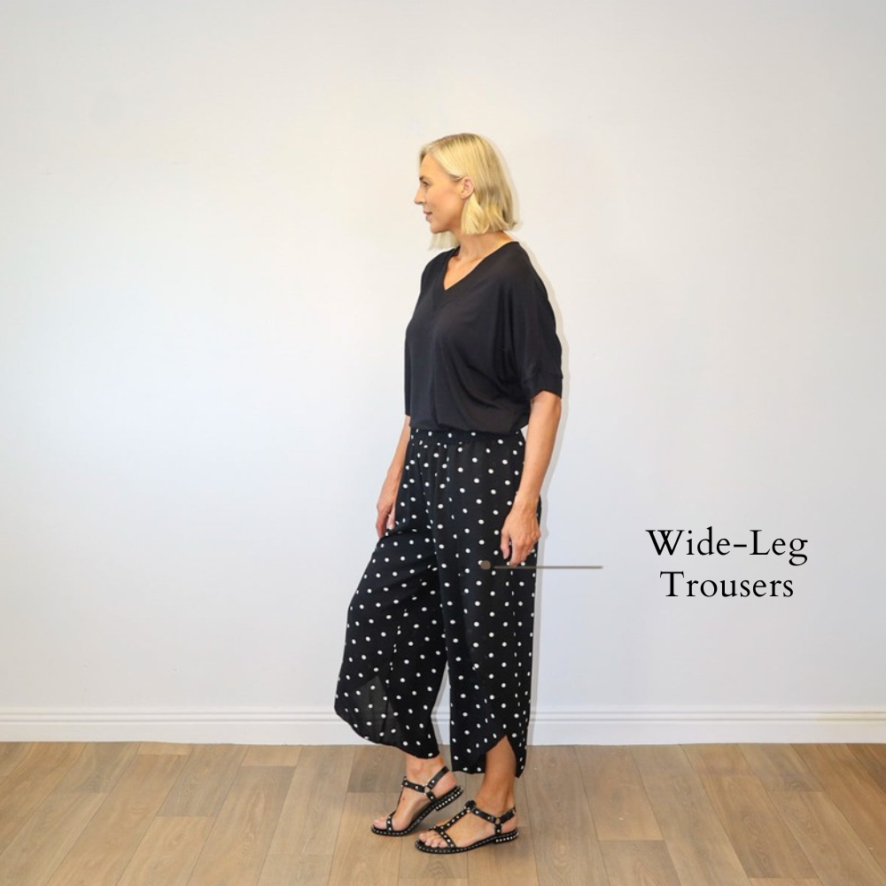 Sasha Wide Leg Pants (Black Polka Dot) - Wide-Leg Trousers