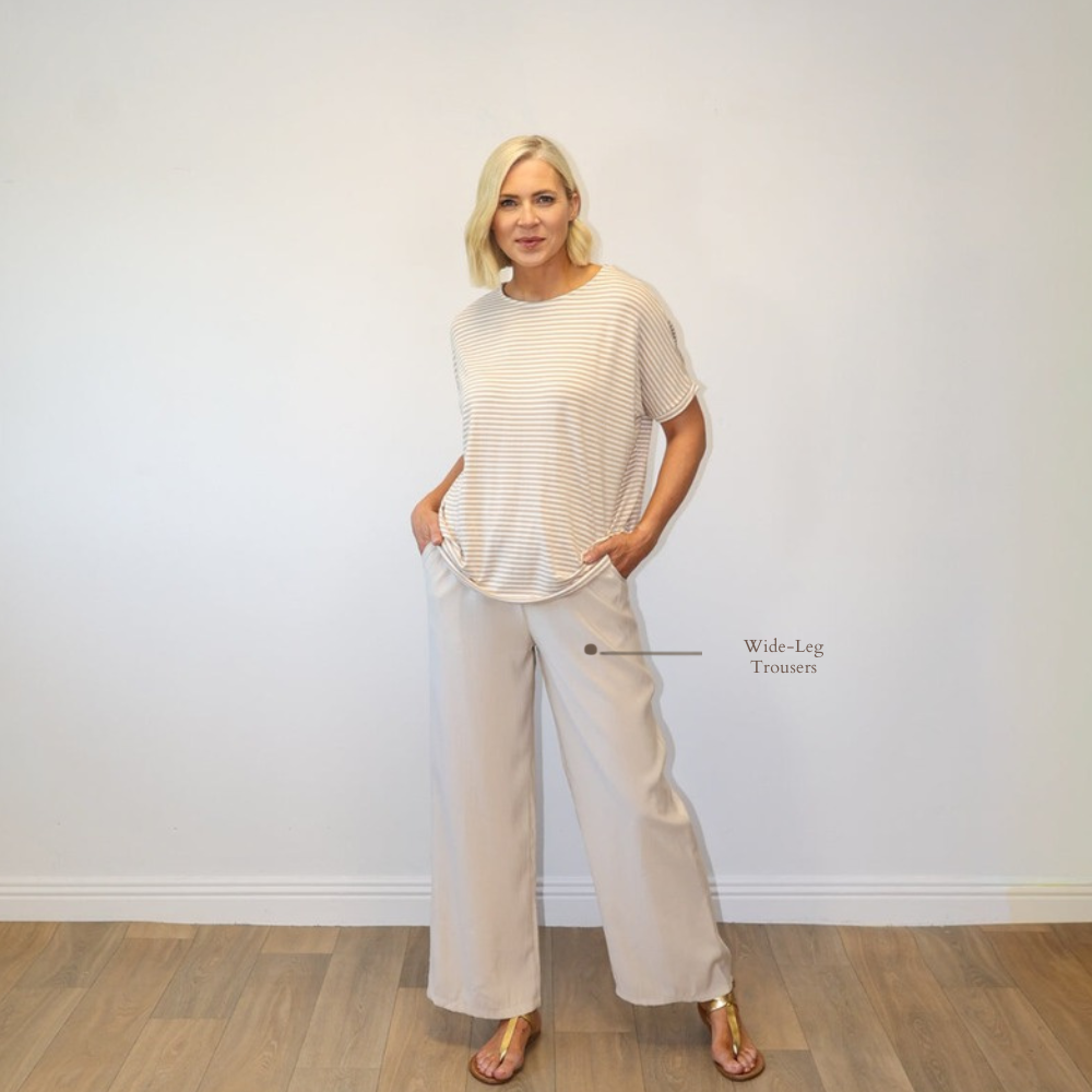 Sienna Oatmeal - Wide-Leg Trousers