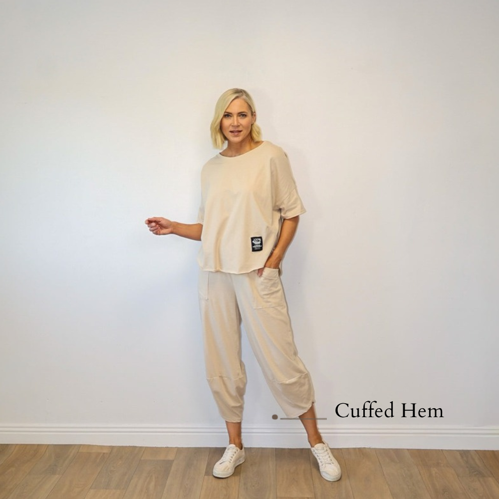 Nova Trousers Cream - Cuffed Hem