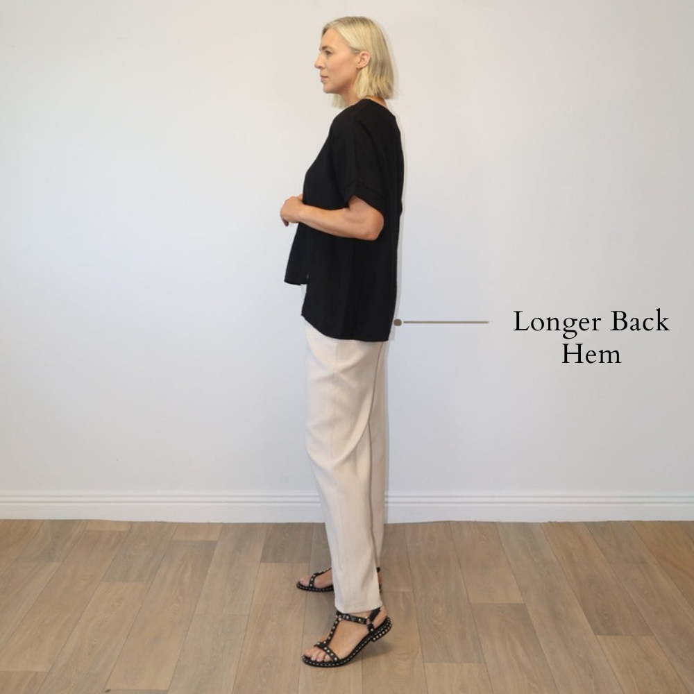 Maeve Top (Black) - Longer Back Hem