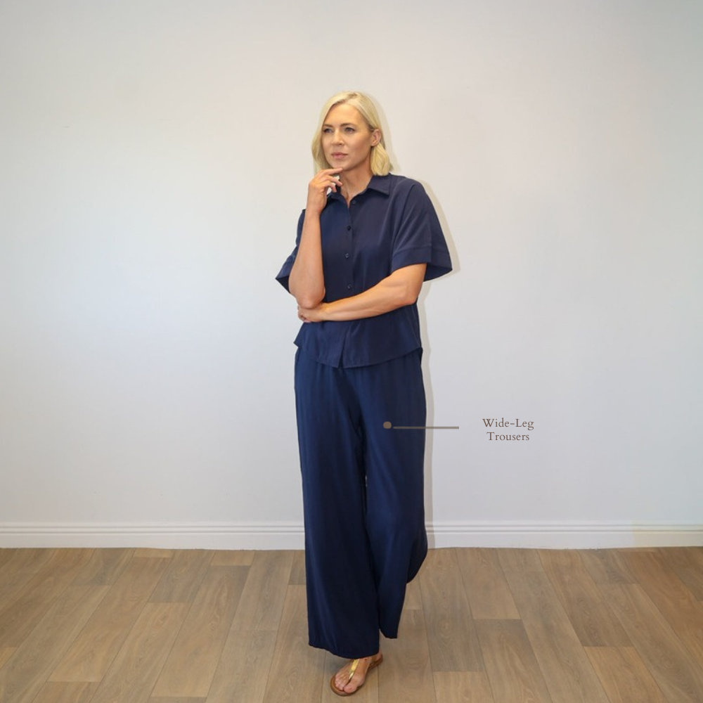 Nadia Navy - Wide-Leg Trousers