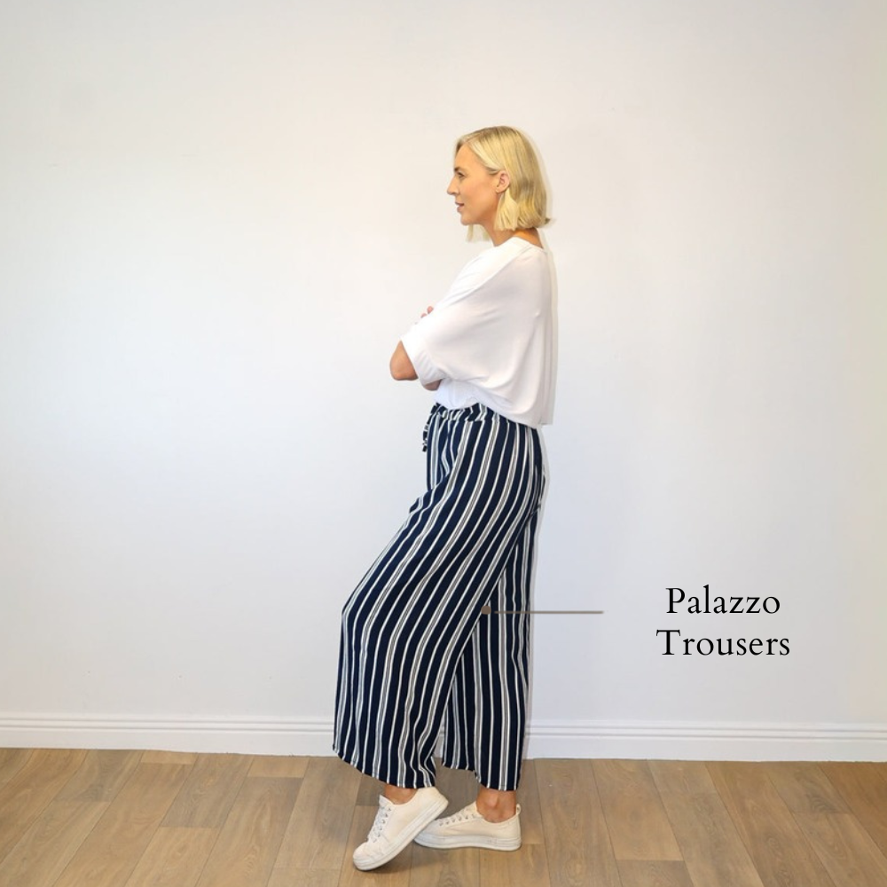 Zara Co-ord (Navy/White Stripe) - Palazzo Trousers