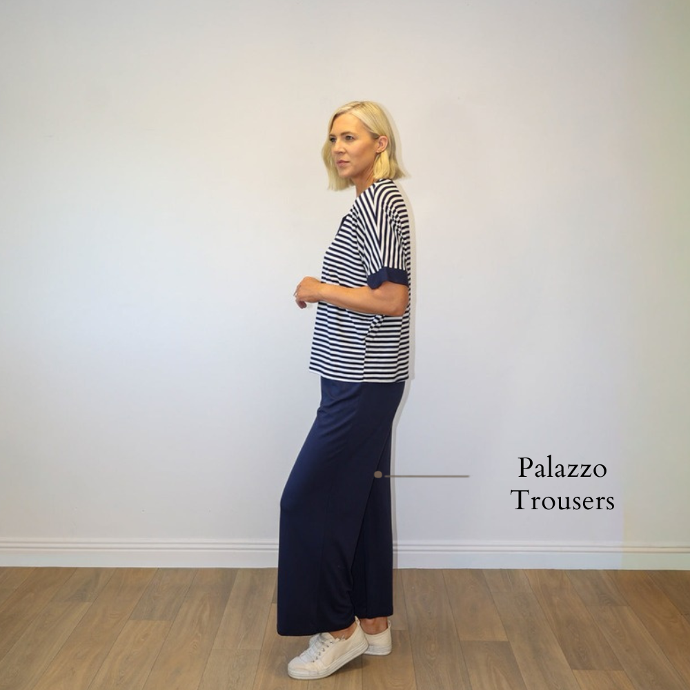 Zara Co-ord (Navy Stripe) - Palazzo Trousers