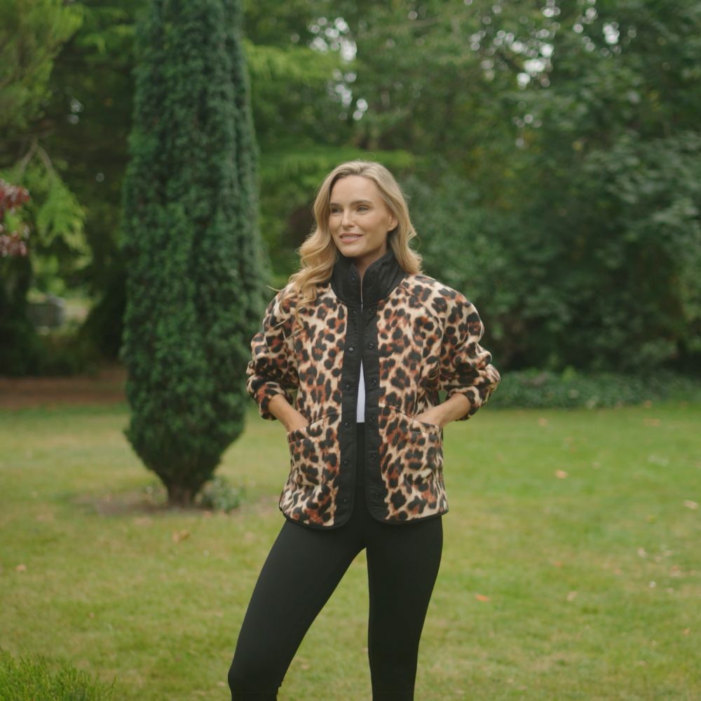 Molly Fleece Jacket (Leopard Print/Black Trim)
