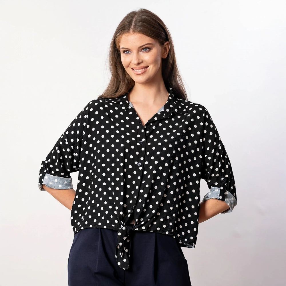 Julia Top (Black Polka Dot)