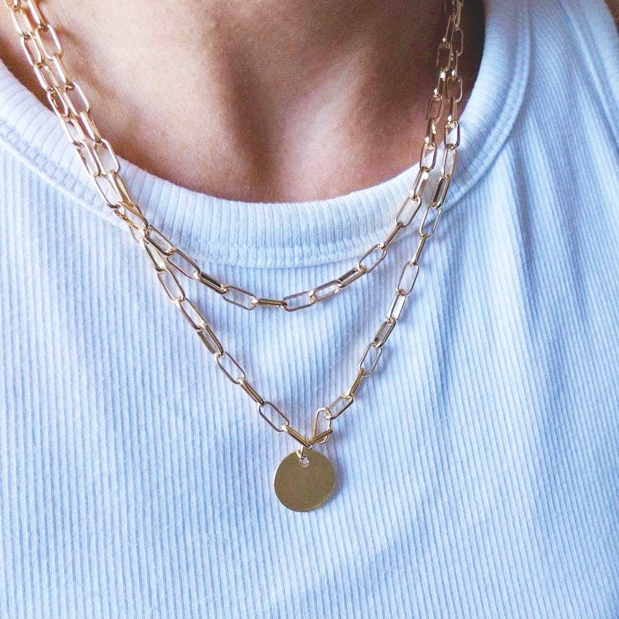 Round Charm Layered Necklace (Gold)