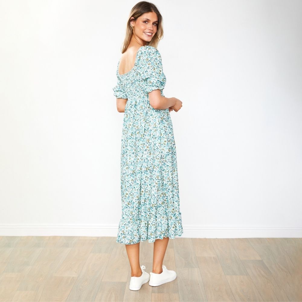Vella Dress (Green Floral)