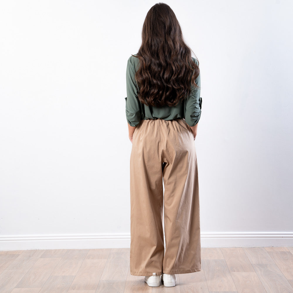 Nora Wide Leg Trousers (Sand)