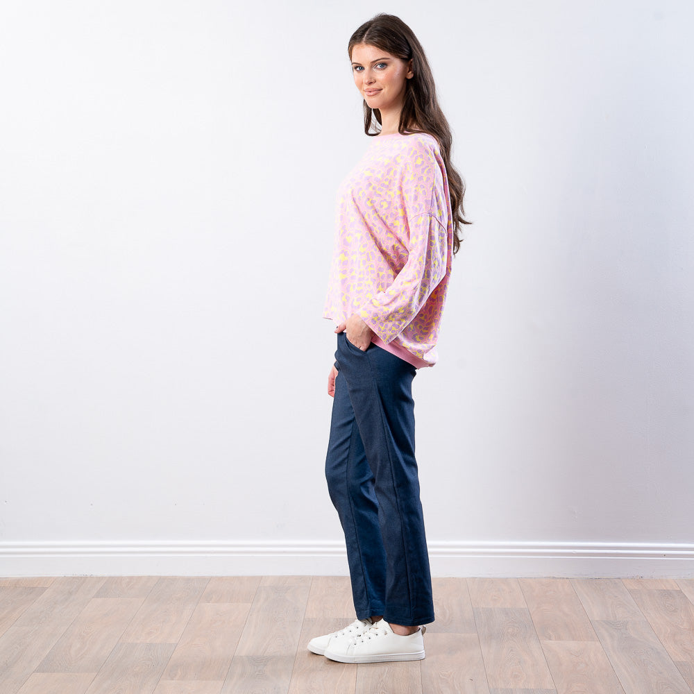 Cleo Leopard Sweat Top (Pink Lilac)