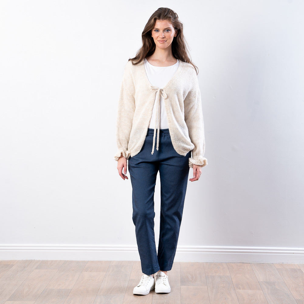 Nina Tie Front Cardigan (Cream)