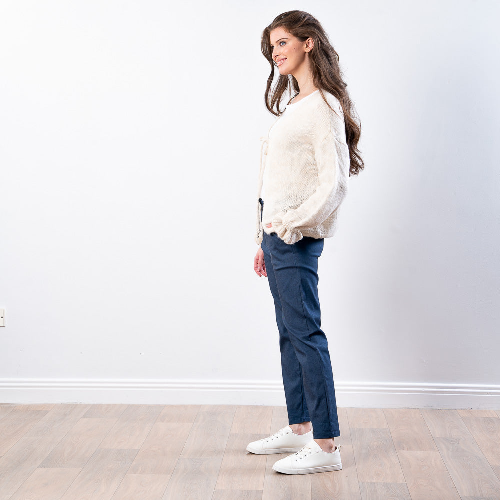 Nina Tie Front Cardigan (Cream)