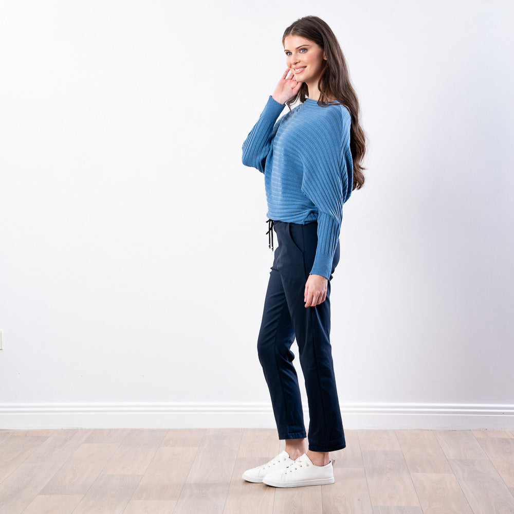 Ellis Batwing Round Neck Top (Blue)