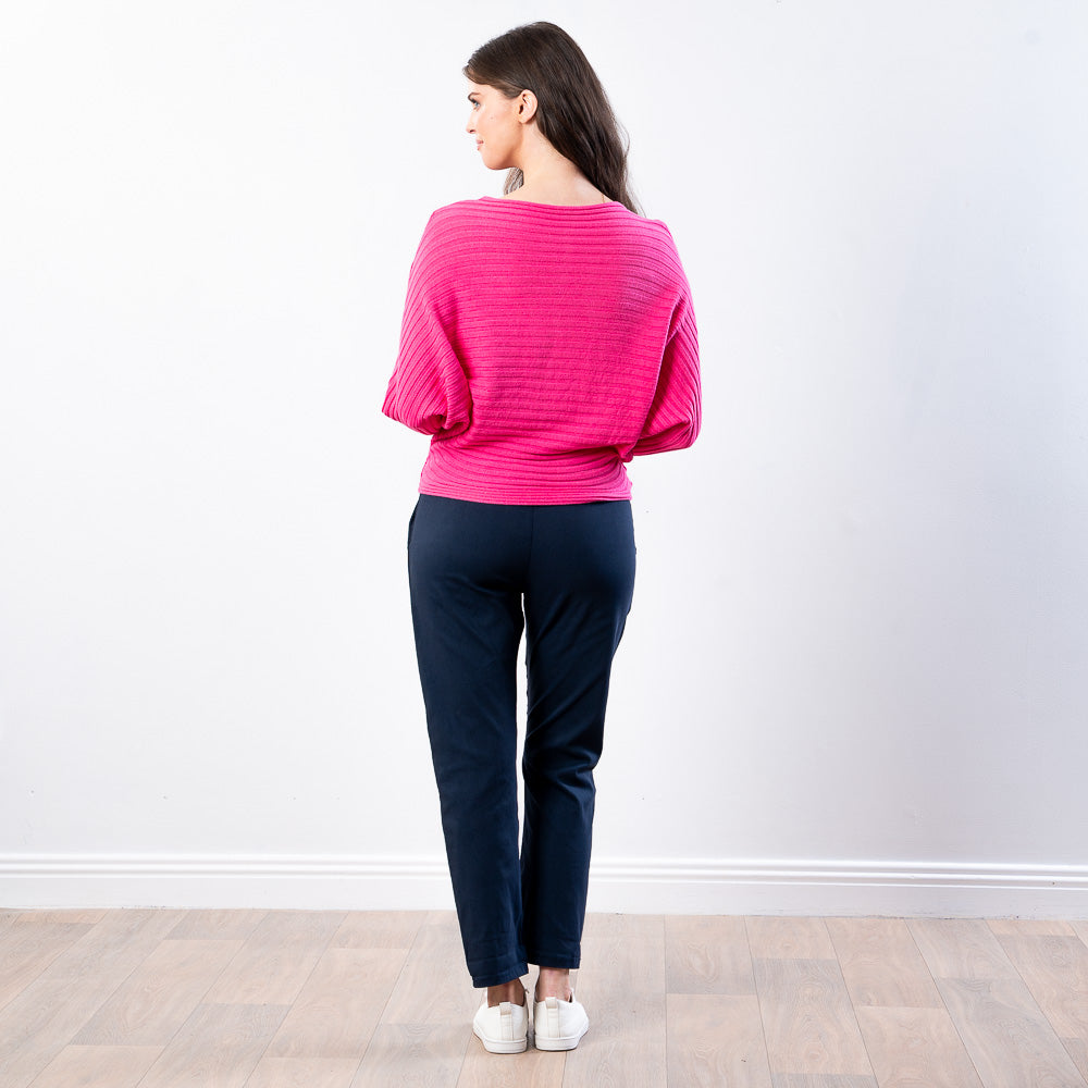 Ellis Batwing Round Neck Top (Pink)