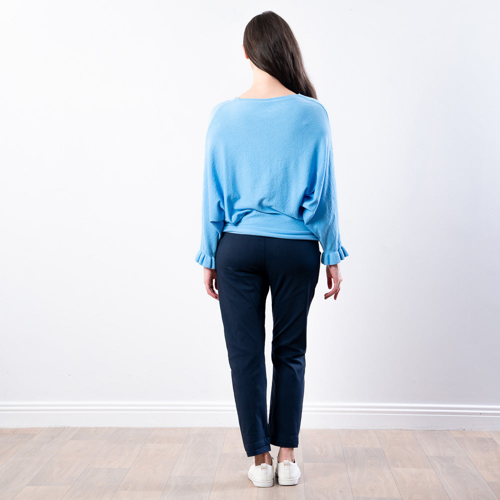 Lexie Batwing V-Neck Top (Blue)
