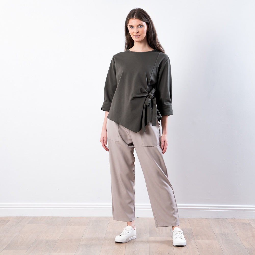 Stella Tie Belt Top (Khaki)