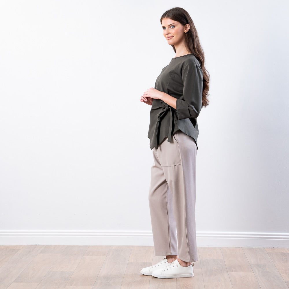 Stella Tie Belt Top (Khaki)