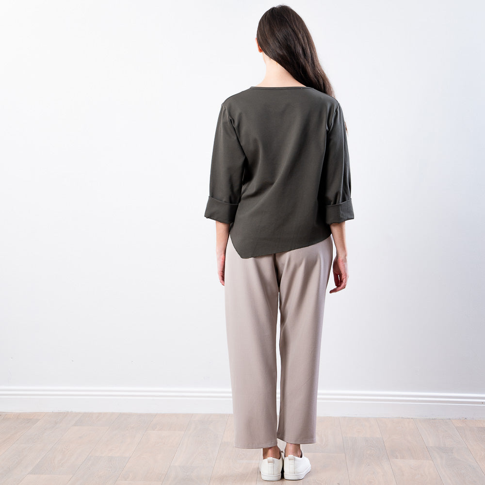 Stella Tie Belt Top (Khaki)
