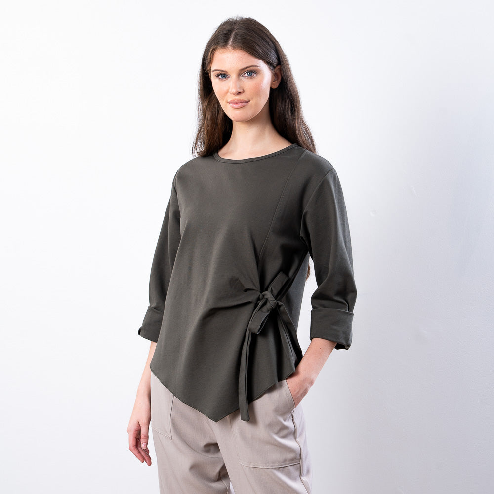 Stella Tie Belt Top (Khaki)