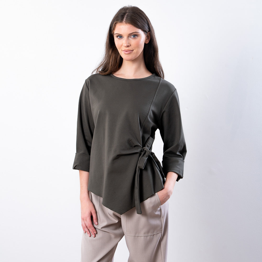 Stella Tie Belt Top (Khaki)