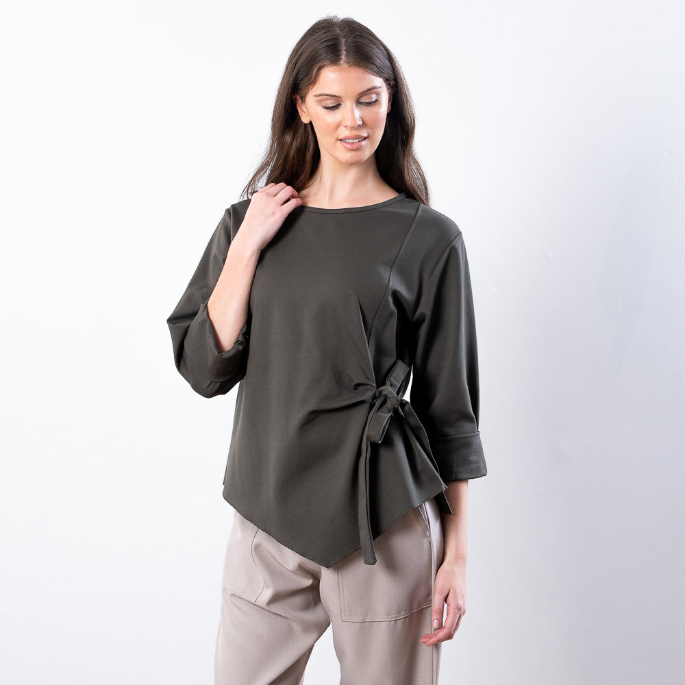 Stella Tie Belt Top (Khaki)