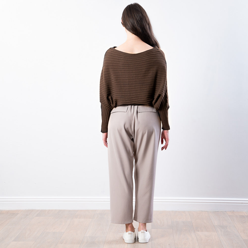 Ellis Batwing Round Neck Top (Brown)
