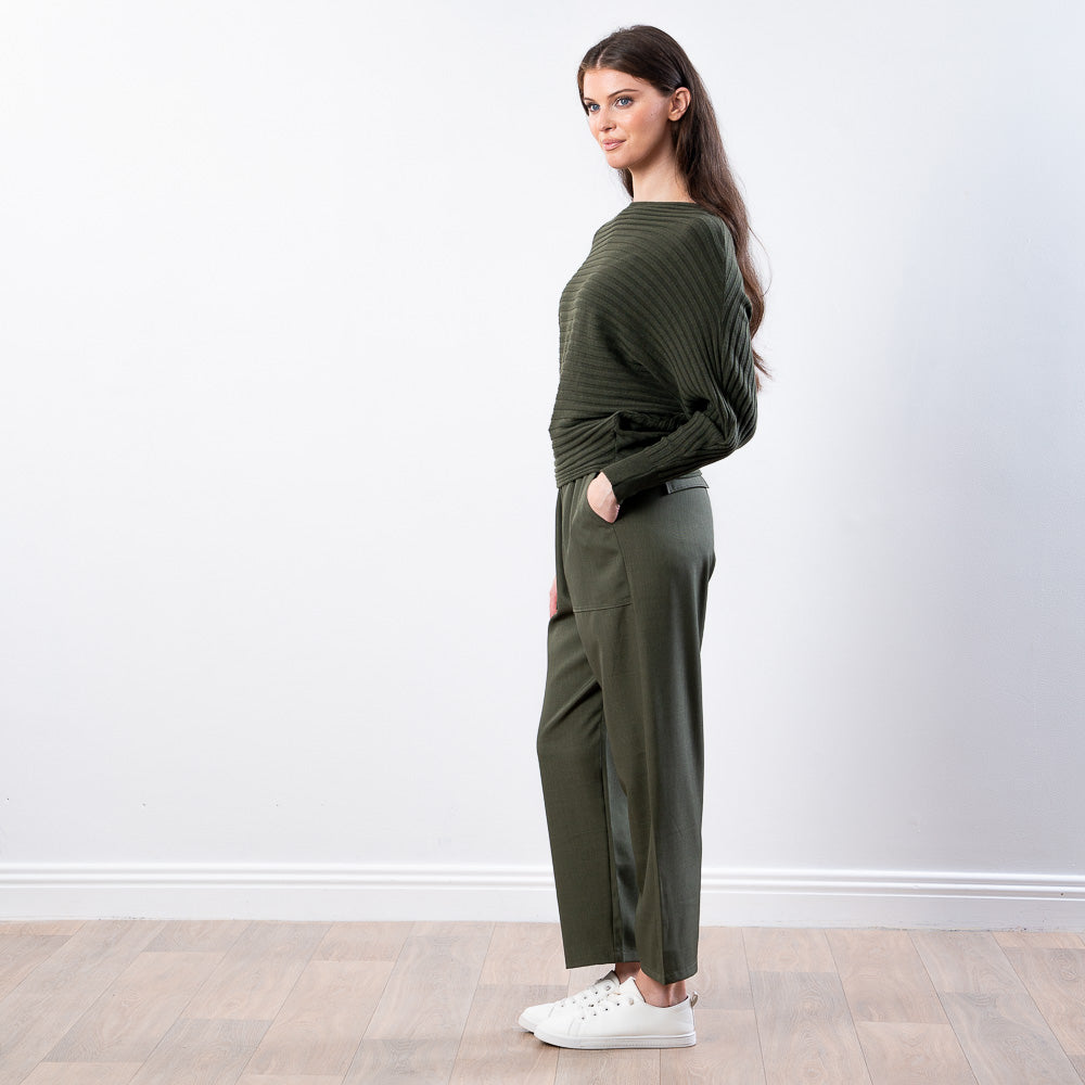 Ellis Batwing Round Neck Top (Khaki)