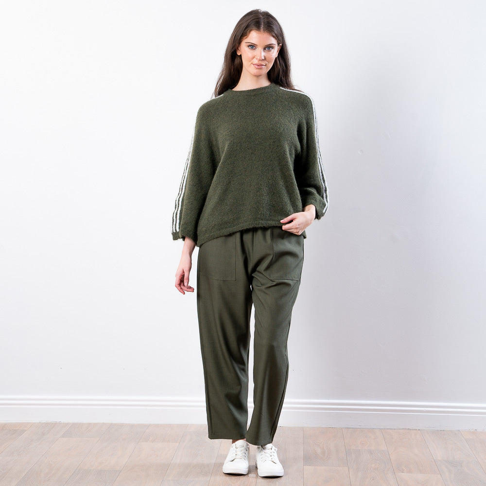 Debbie Knit Jumper Stripe (Khaki)